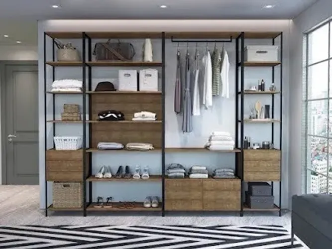 Closet Estilo Industrial/Arara+3 Estantes/270LX211AX38P,R$4.790,03!