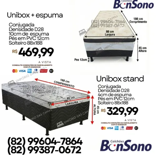 Unibox cama d28 conjugada solteiro pronta entrega bonsono consulte