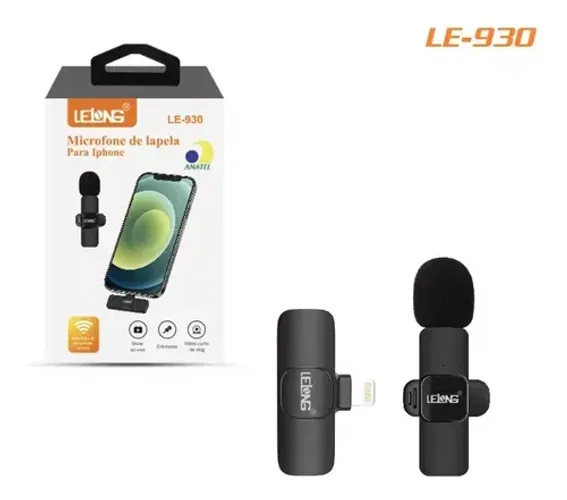 Microfone de lapela sem fio Conector lightning, Para iPhone Lelong Le930- Loja Coimbra