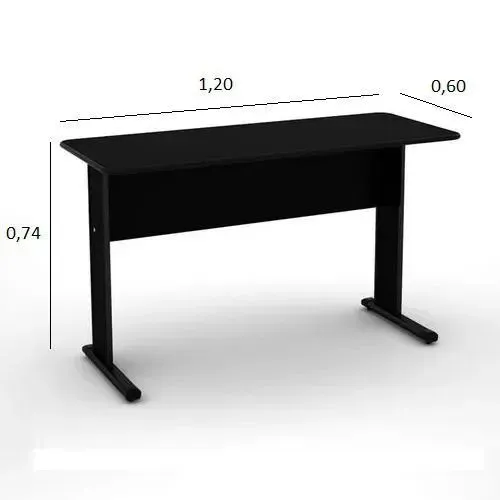Mesa para escritório preta 1,20x0,60m