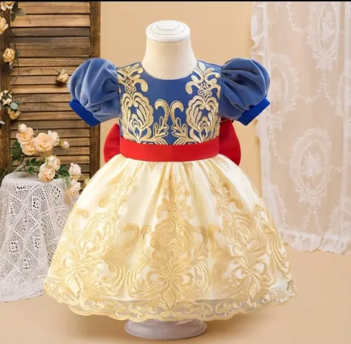 Vestido Infantil Luxo Princesa - 1 ano Novo branca de neve 