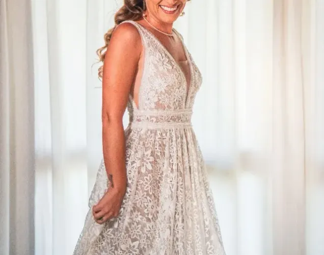 Vestido de Noiva "P" Rendando / Casamento Praia, Campo, Vintage, Boho / manequim 34/36