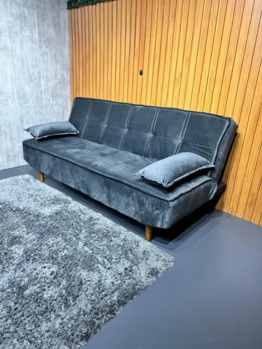 Sofá-cama cinza direto da fábrica