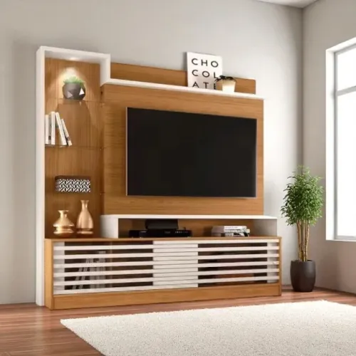 estante nova home frizz prime ideal para sua sala na cor naturale off