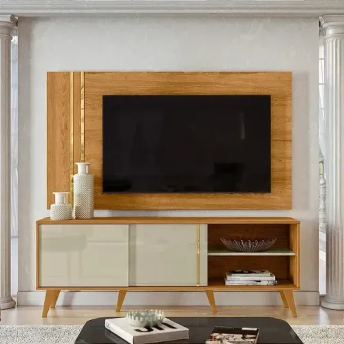 Novo Rack com Painel Treviso Cumaru/Opala