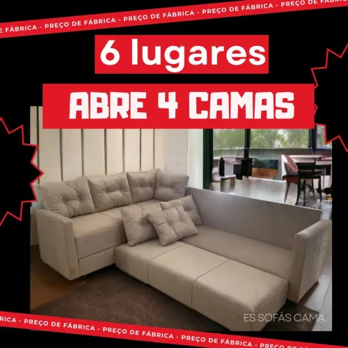 SOFÁ CAMA 6 LUGARES - Abre 4 CAMAS - Novo