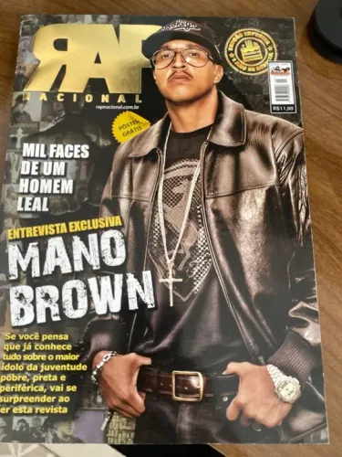 Revista Rap Nacional Mano Brown + pôster Mano brown - Racionais Mcs