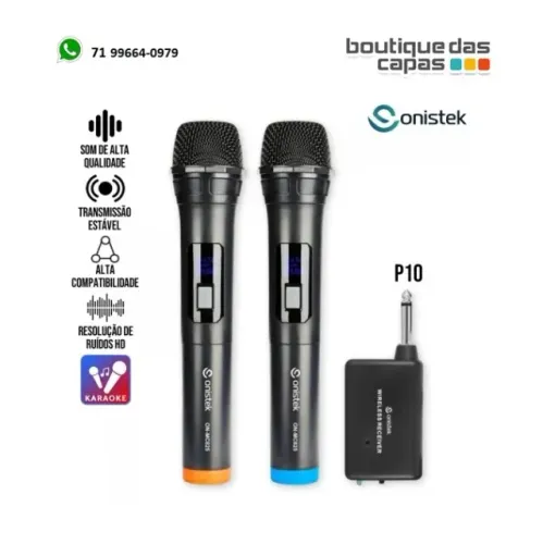 2 Microfones Sem Fio ON-MC825 Onistek - Preto Tecnologia inteligente de redução de ruído