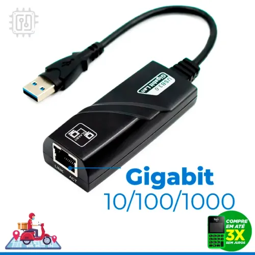 Adaptador Placa de Rede USB 3.0 Gigabit Ethernet LAN RJ45 10/100/1000 Notebook PC