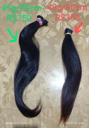 Cabelo humano preto liso 100% natural 