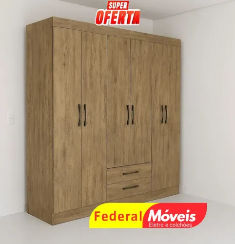 Guarda Roupa 6 Portas e 2 Gavetas Novo - Amplo Espaço Interno e Alta Qualidade