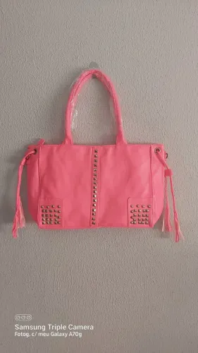 Bolsa Rosa Neon Nova . Courino