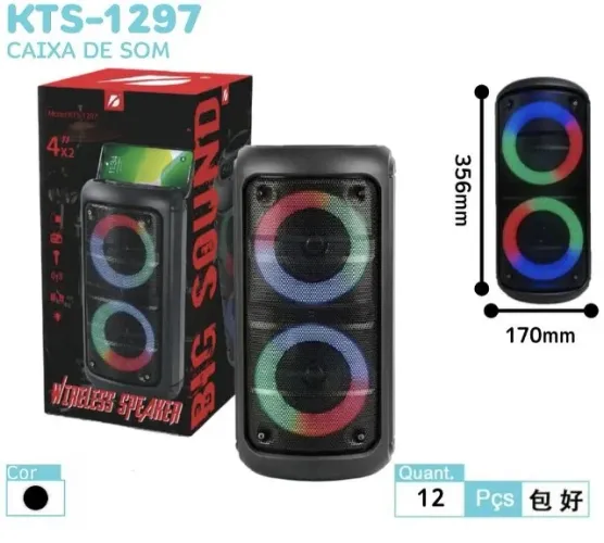Caixa De Som KTS-1297 Bluetooth Com LED RGB - PRODUTO NOVO