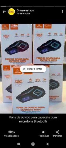 Fone sem fio para capacete 