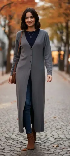 Maxi Cardigã longo feminino Tam 40 folgado cinza 