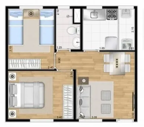 Aluga - se Apartamento no Itaim Paulista 2 dormitórios 