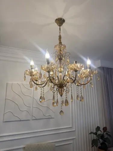 LUSTRE DE CRISTAL DOURADO PENDENTE