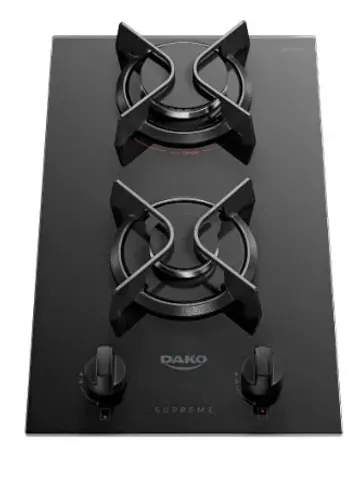 Cooktop A Gás Dako Supreme 2 Bocas Mesa Vidro Temperado PretoCooktop A Gás Dako Supreme 2
