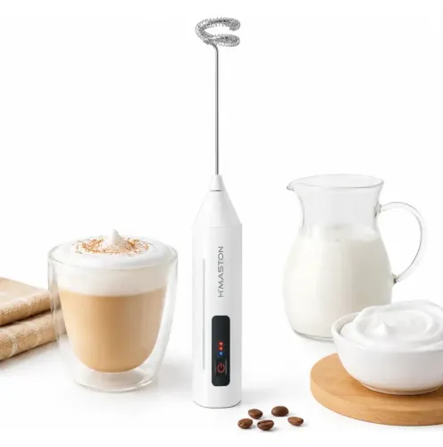 Mixer Elétrico Recarregável H?Maston FR12 3 Velocidades Espumador de Leite Cappuccino USB