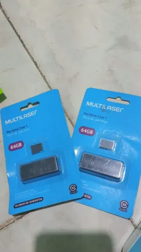 Pen Drive 2 em 1 Multilaser 64GB - Novo