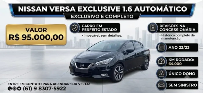 Nissan Versa Exclusive 1.6 16V Flex AUT 2023