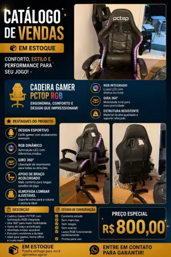 Cadeira Gamer pctop RGB