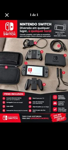 Nintendo switch + acessórios originais