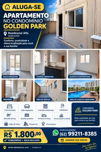 ? ALUGA-SE - APARTAMENTO NO GOLDEN PARK | GOIÂNIA