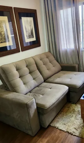 Sofá Retrátil e Reclinável 2,20m (braços de 0,20cm cd) mola ensacada + pillow top veludo