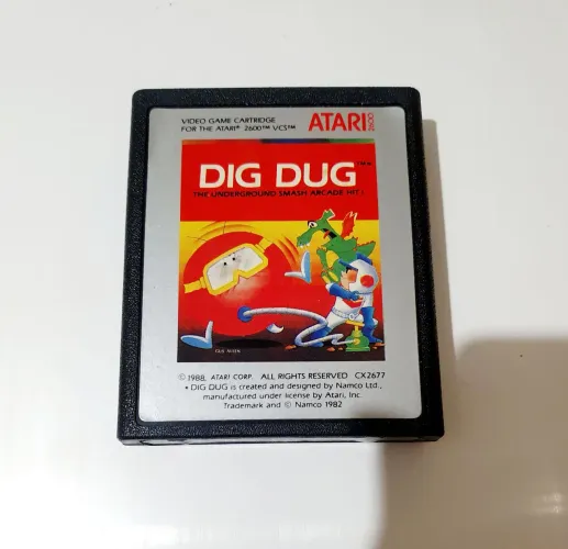 DIG DUG ATARI 2600 CARTUCHO 100% ORIGINAL AMERICANA SILVER LABEL JOGO ATARI RARIDADE LINDA