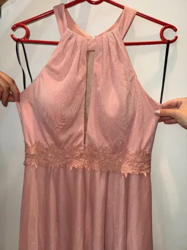 Vestido longo Rose de festa - renda e tule com brilho