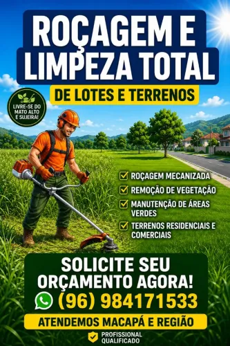 Roçagem de terrenos e manutenção de jardim 