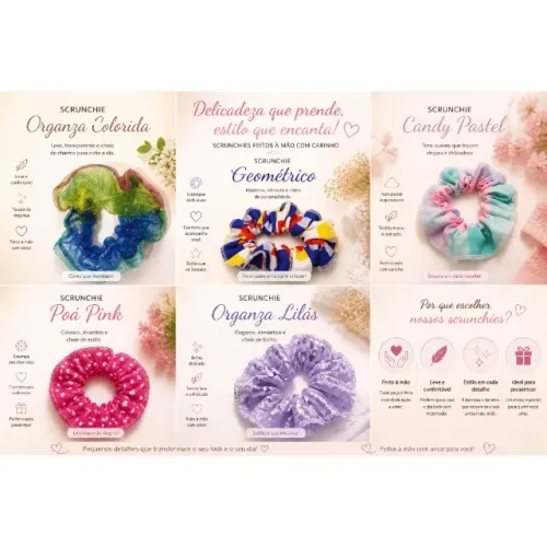 scrunchie xuxinha 1 peça estampadas anti frizz Escolha a sua - 1 unidade