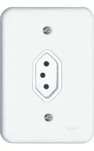 Tomada 20A Simples Completa 127-220V Branco Radial 4x2 (NOVO)