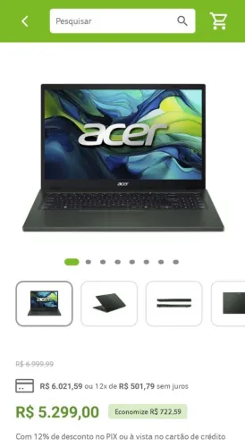 Notebook Acer Aspire 15 Go - Na Caixa !
