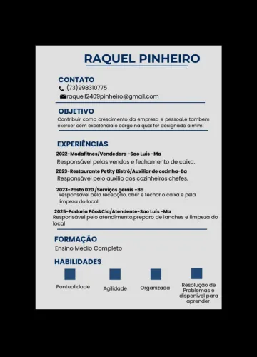 Disponível para trabalhos ou diárias