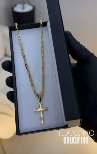 Corrente+Pingente Joia banho 24k com. verniz qualidadee e maior durabilidade Chama no Pv