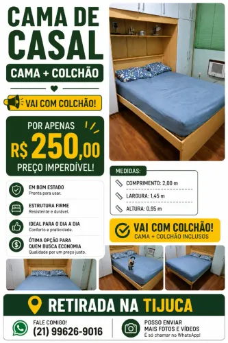 Cama casal com colchão