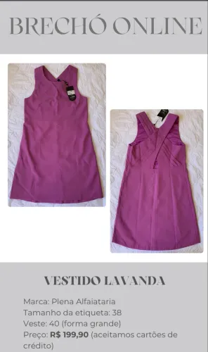 Vestido Lavanda Novo com Etiqueta