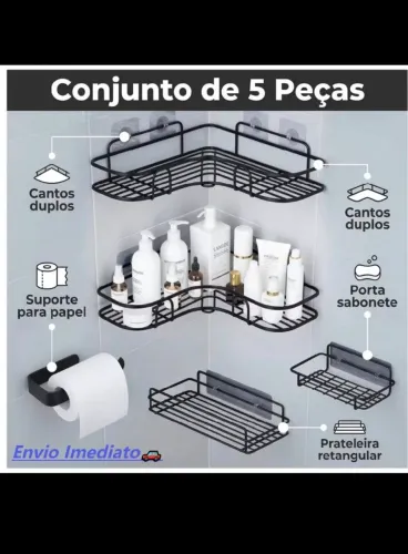 Organizador De Metal Para Banheiro Cozinha Prateleira Adesivos