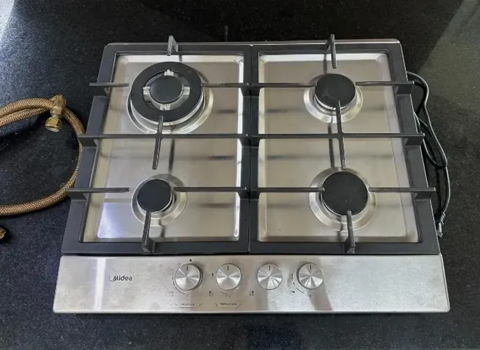 Cooktop Midea 4 Bocas Inox Tripla Chama - Acendimento Automático
