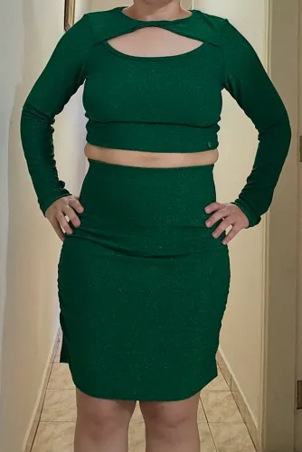 Conjunto justo Dimy verde lurex