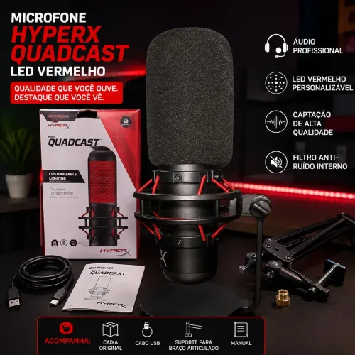 Microfone Hyperx Quadcast + Espuma