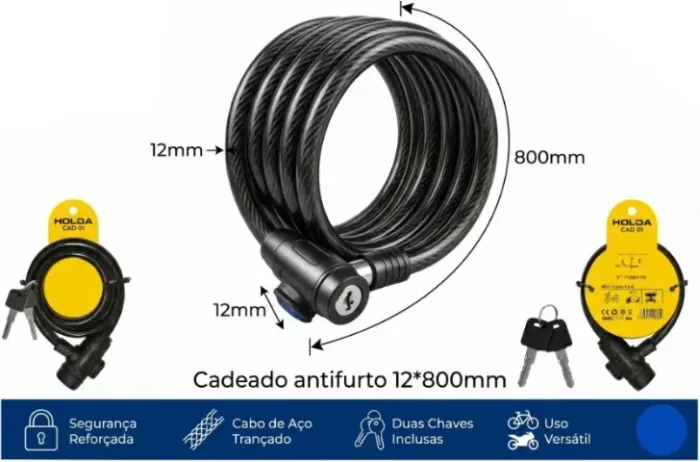 CADEADO PARA BICICLETA COM SUPORTE 