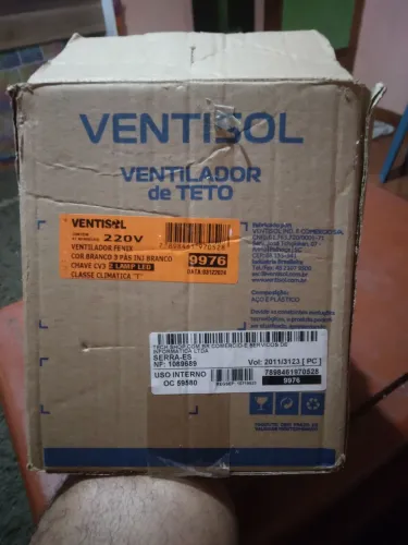 VENTILADOR de TETO da VENTISOL.NOVO na caixa 