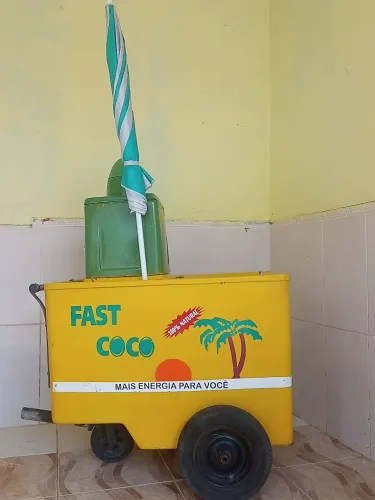 Carrinho de água de coco em fibras
