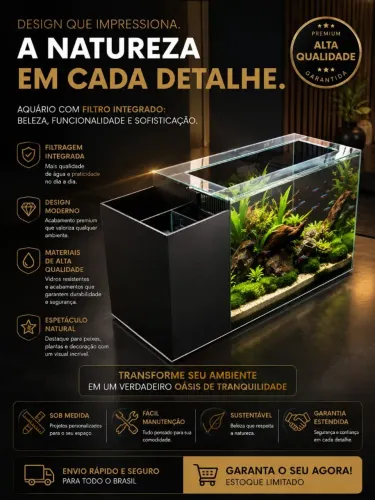Aquário de 200 litros com sump lateral 