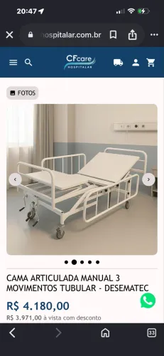 CAMA HOSPITALAR COM 3 MANIVELAS