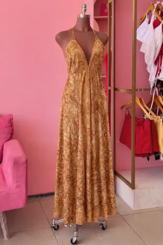 Vestido Longo Indiano Seda