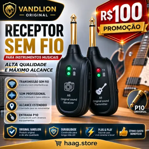 Receptor Sem Fio Original Vandlion P10 para Instrumentos musicais | Alta Qualidade